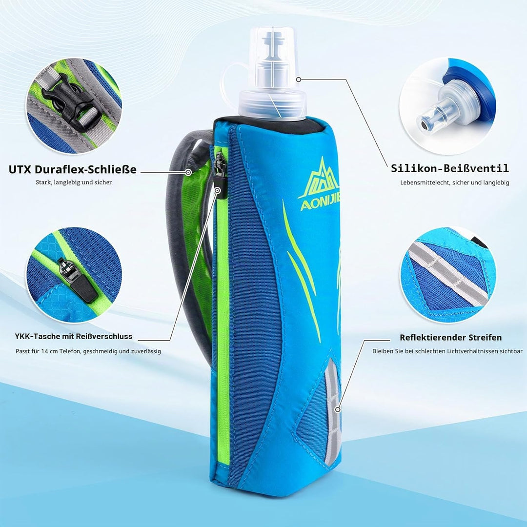 Geila Handheld Trinkflasche zum Laufen, 17 oz Handheld Trinkflasche mit Trageriemen, BPA Sport Soft