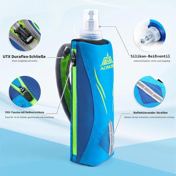 Geila Handheld Trinkflasche zum Laufen, 17 oz Handheld Trinkflasche mit Trageriemen, BPA Sport Soft