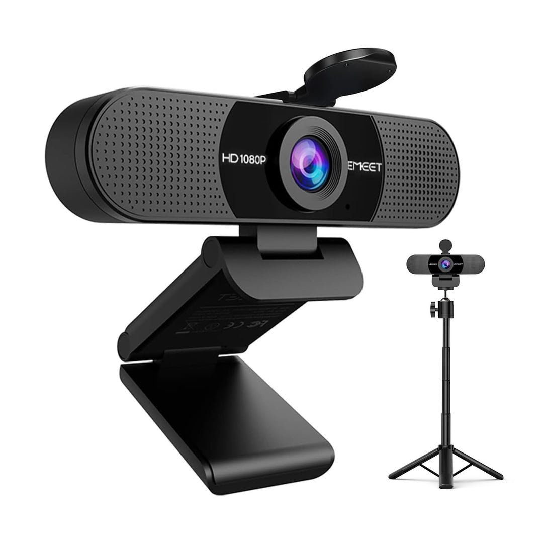 EMEET Full HD Webcam - C960 Kit 1080P Webcam mit Objektivabdeckung & Dual Mikrofon, 90 ° Streaming K