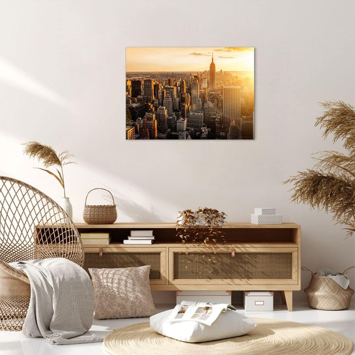 Bilder auf Leinwand New York Wolkenkratzer Manhattan Leinwandbild 70x50cm Wandbilder Dekoration Wohn