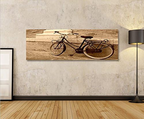 islandburner Bild Bilder auf Leinwand Hollandrad Sepia Retro Altes Fahrrad Panorama XXL Poster Leinw