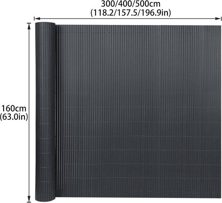 PVC Sichtschutzmatte Sichtschutzzaun 160x800CM, Anthrazit, Outdoor Sichtschutz mit verstärkten Lamel