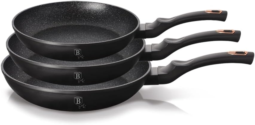 Cristalray Berlinger Haus BH/6158F 3er-Set geschmiedete Aluminiumpfannen 20/24/28 cm, Rose Collectio