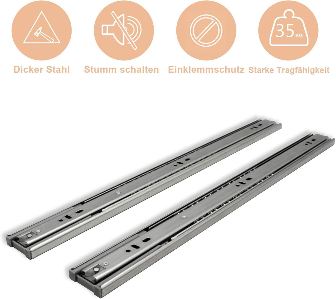 Jopassy Schubladenschienen 25CM, 35 kg Tragkraft Vollauszüge mit Kugelführungen 4 Paar (8 Stück), Sc