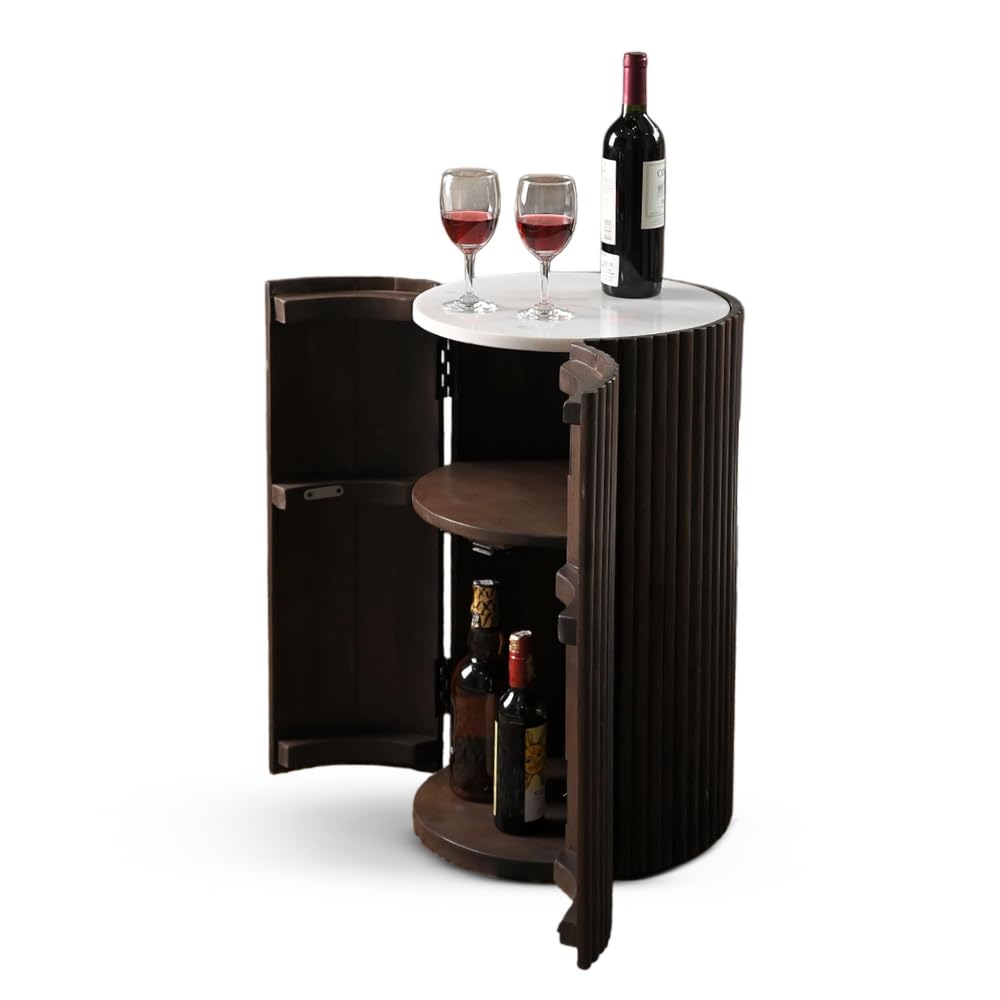iAnanas Barschrank Premium Luxus Rustikales Weinregal aus Holz mit Marmorplatte dekorativer Weinstän
