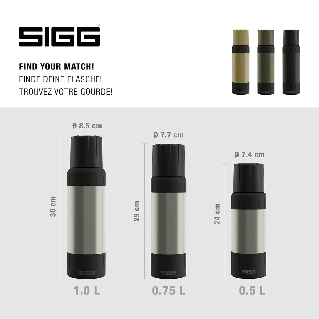 SIGG – Isolierte Trinkflasche – Thermosflasche Alpine Star Brushed, mit Becher – 27 St. Heiss, 100 S