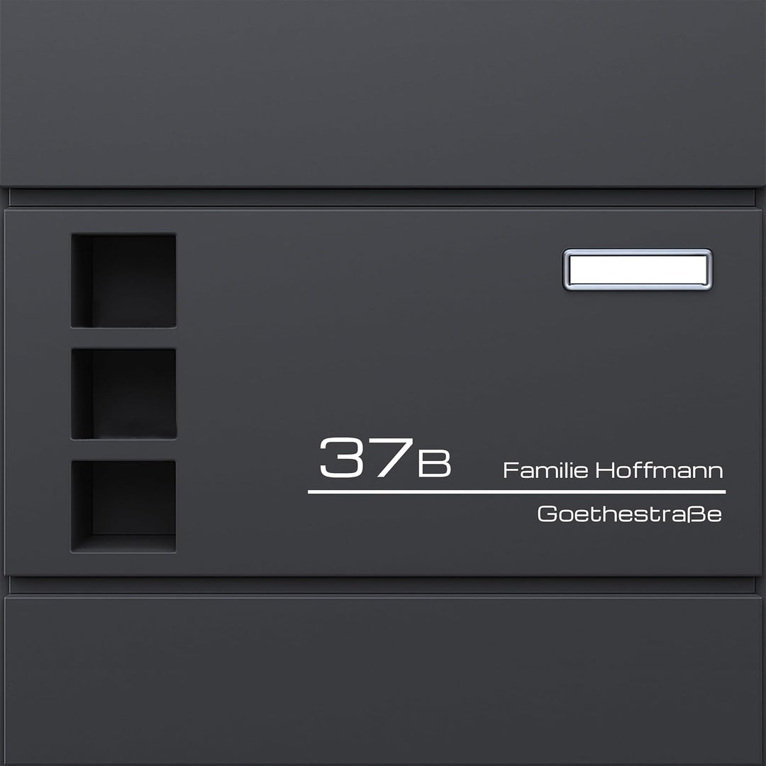 VERDA Briefkasten mit Zeitungsfach, Postkasten Designer Wandbriefkasten, 2X Schlüssel, Zeitungsrolle