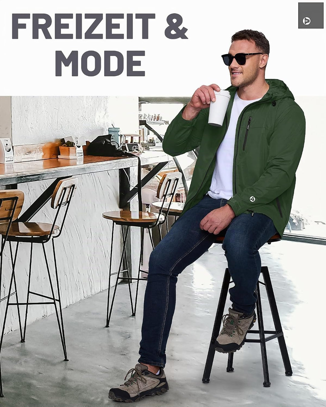 Outdoor Ventures Regenjacke Herren Wasserdicht Atmungsaktiv, Packbar Fahrrad Jacke Leichte Windbreak