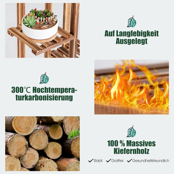 GOPLUS 6 Ebenen Pflanzenständer, Blumenständer aus Holz, mehrstöckiges Blummenregal, Pflanzenregal,