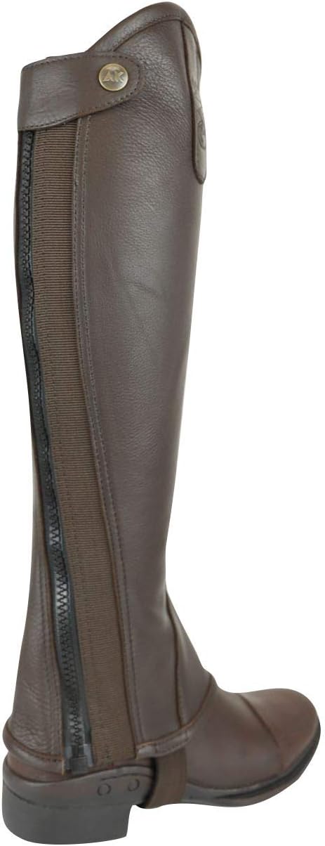 AK-Halbchaps Reitchaps aus vollnarbigem Echtleder mit gebogenem Reissverschluss AKRS-1013 XXL Braun,