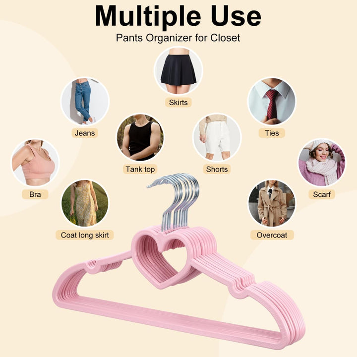 IMIKEYA Kleiderbügel Kunststoff 20er Set - rutschfeste Herz Kleiderbügel Rosa 40cm Stabil Platzspare