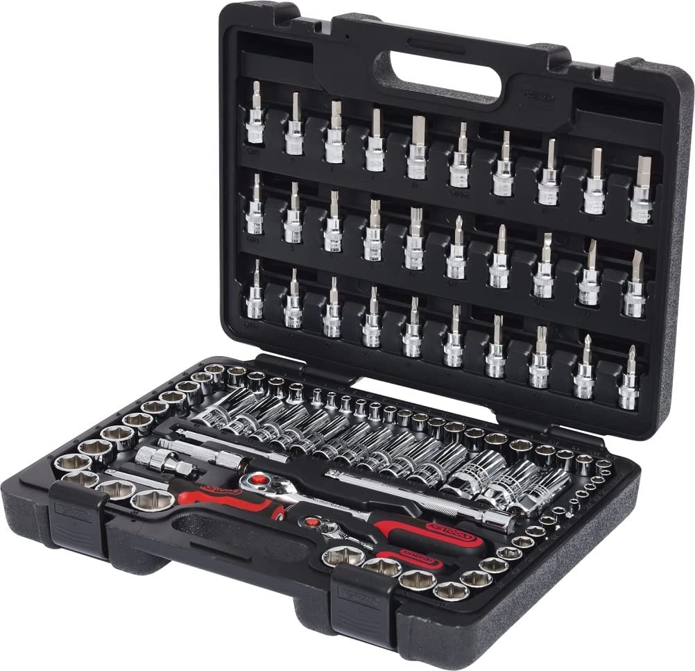 KS Tools 918.0699 1/4 Zoll + 3/8 Zoll CHROMEplus Steckschlüssel-Satz | mit 2 Umschaltknarren, 72-Zah