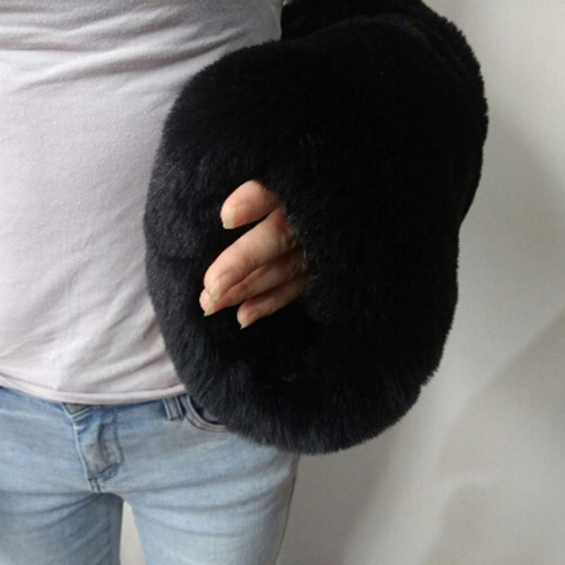 VORCOOL Kunstpelz Hand Muffs Schwarz Warm Kunstpelz Winter Muffs für Männer Mädchen