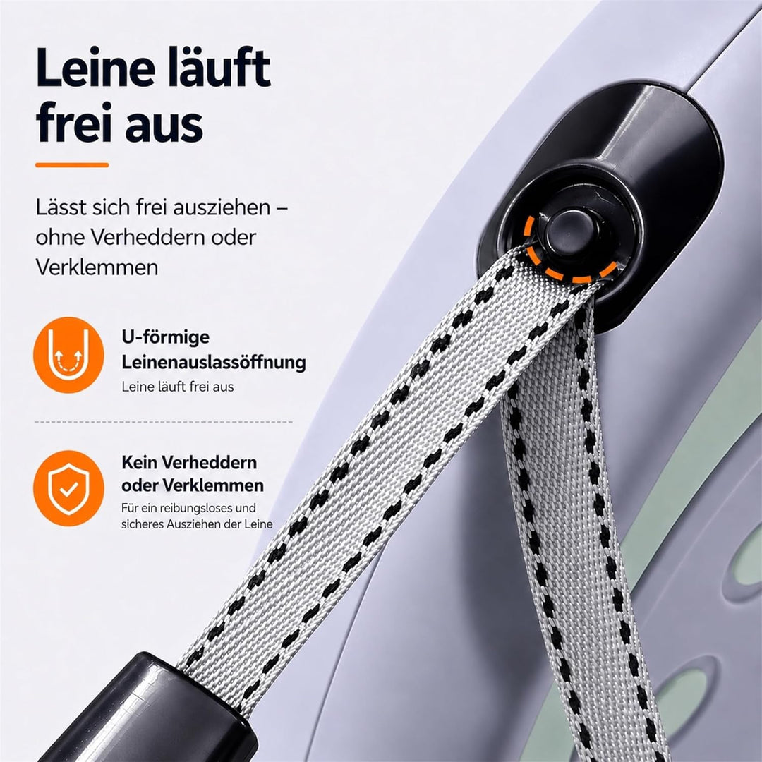 Hundeleine 5 m – Ausziehbare Rollleine mit Einhand-Bremse &amp; Komfortgriff (Hellblau), Hellblau