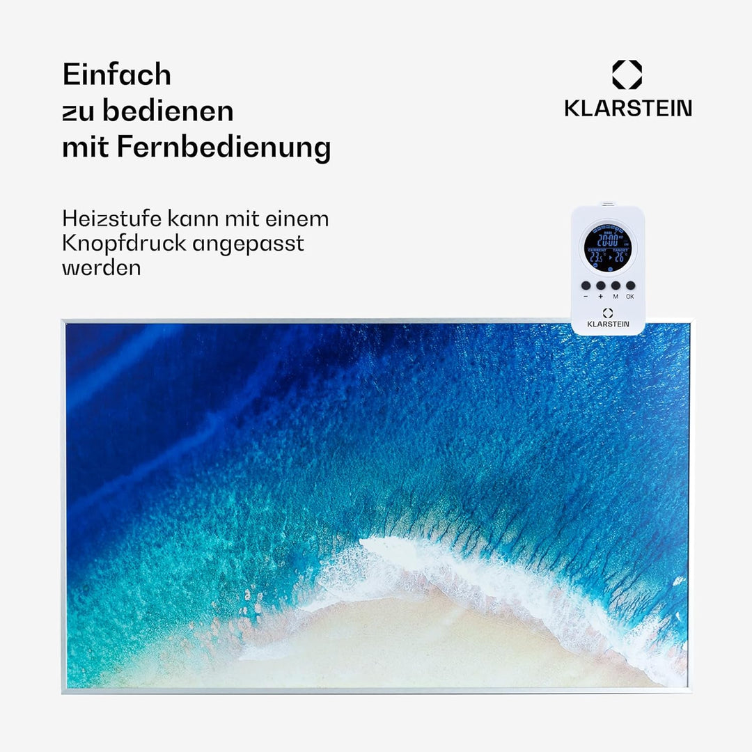 Klarstein Infrarotheizung mit Thermostat, 600W Elektroheizung, Bild-Infrarotheizung zur Wandmontage,