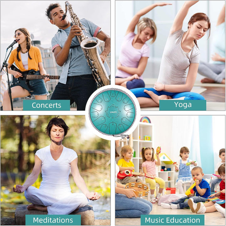 LEKATO Zungentrommel C Dur Tongue Drum(13 Zoll, 15 Noten) Stahlzungentrommel für Heilung Meditation