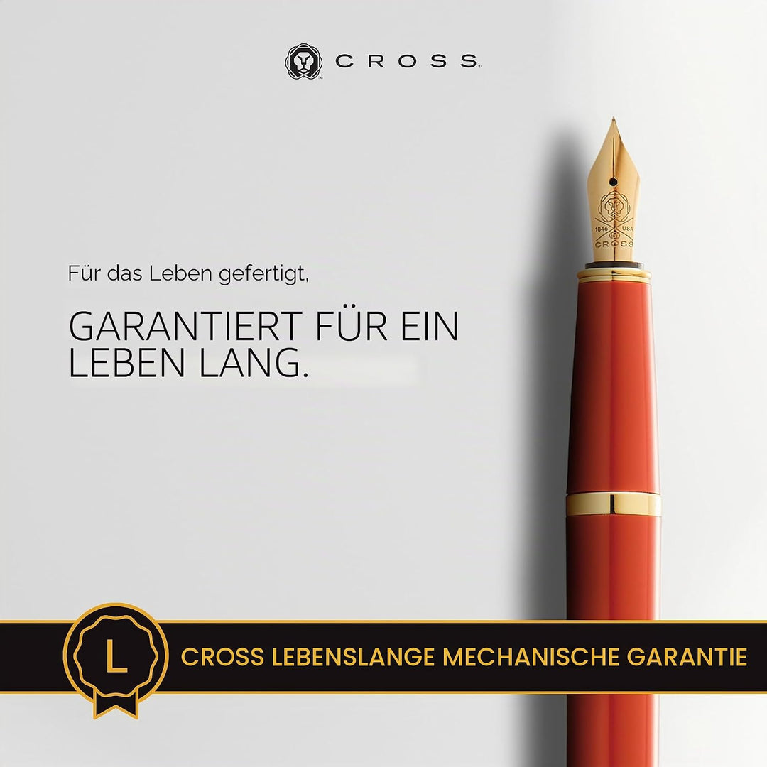 Cross Bailey Light Füllfederhalter (Federstärke F, inkl. Geschenkverpackung) Bernstein-Lack mit gold
