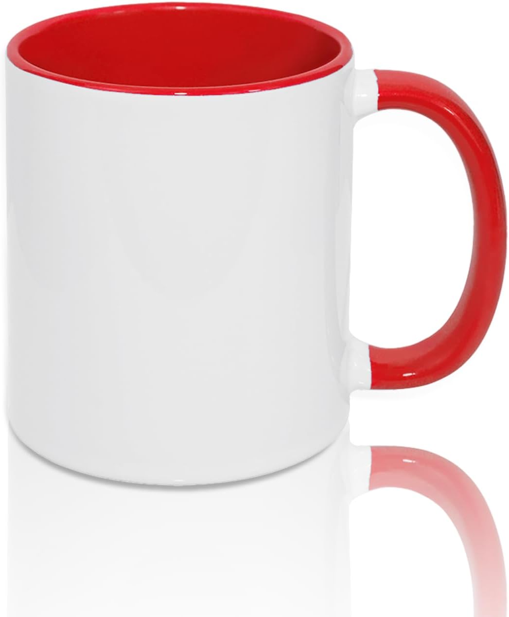 MR.R 6er-Pack Sublimationsrohlinge, spülmaschinenfest, weisse Keramiktasse mit Innengriff, rote Farb