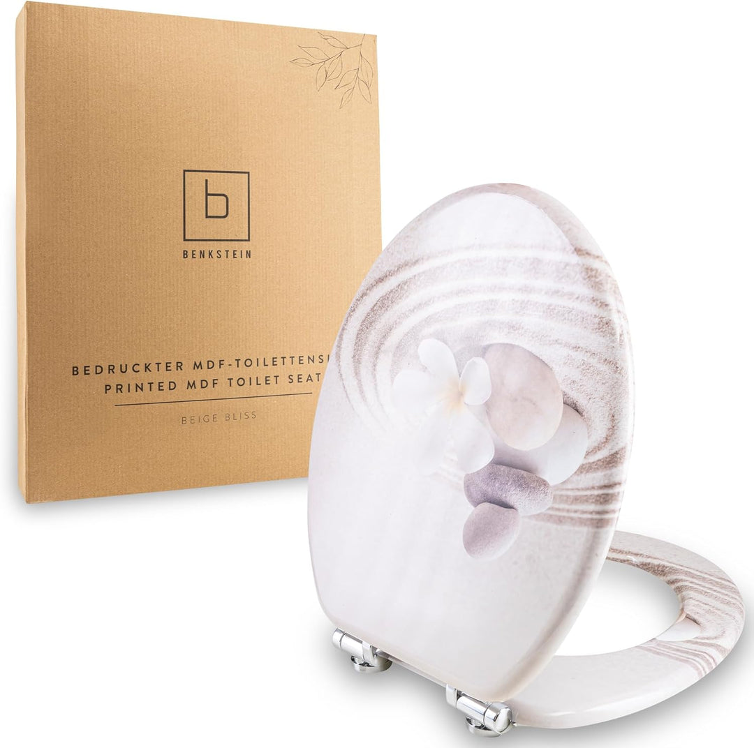 Benkstein Premium WC-Deckel, antibakteriell, bedruckter Toilettensitz – Duroplast-Toilettendeckel mi