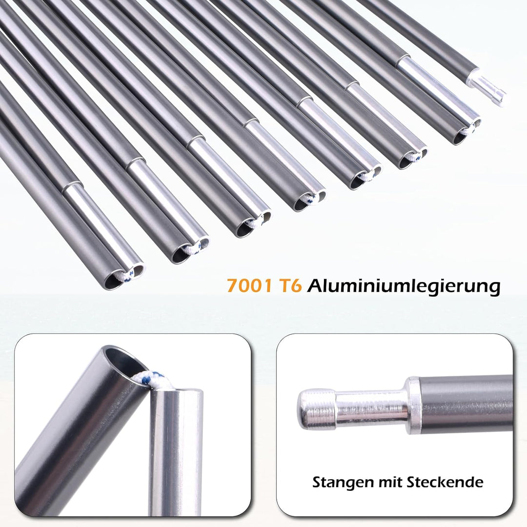 TRIWONDER 2 Stück Zeltstange, Alu Zeltstange Reparatur Set, Aluminium Tarp Pole Tarpstange, Aufstell