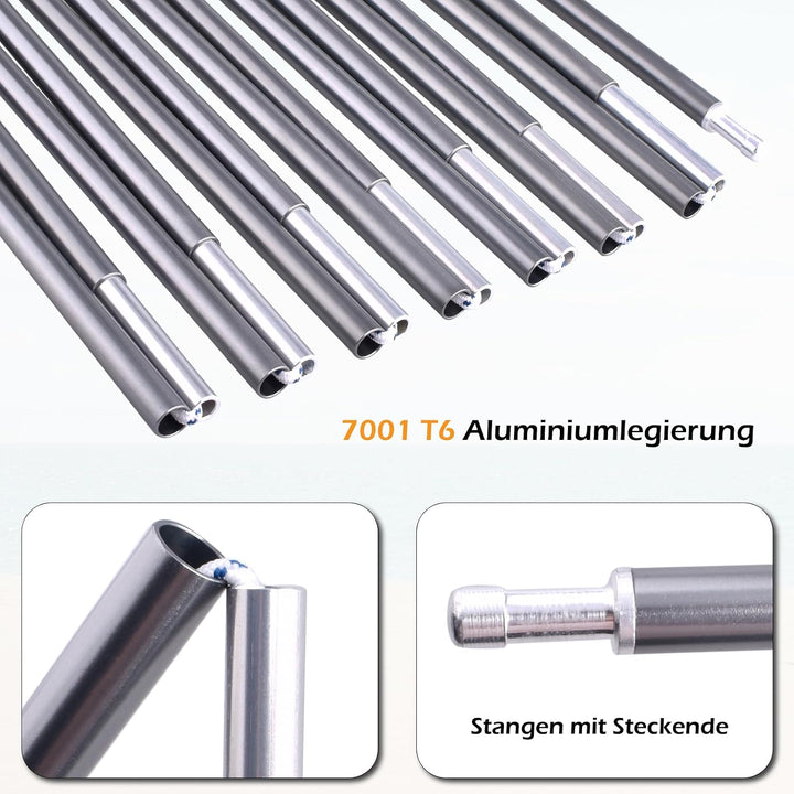 TRIWONDER 2 Stück Zeltstange, Alu Zeltstange Reparatur Set, Aluminium Tarp Pole Tarpstange, Aufstell