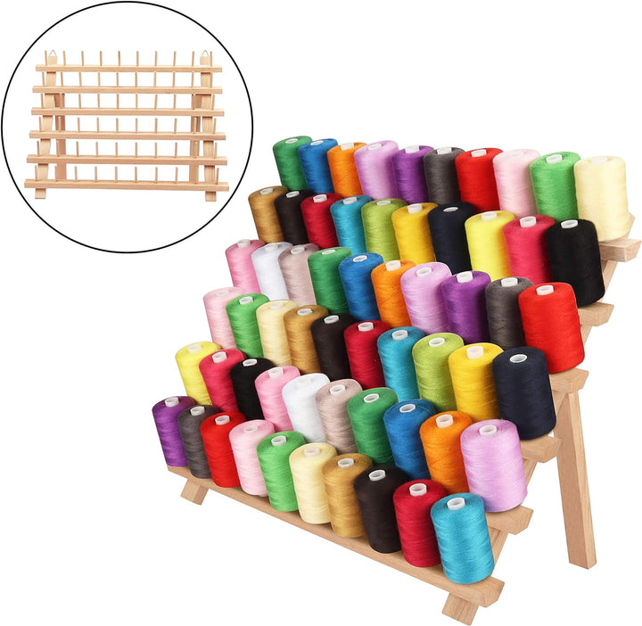 Kurtzy Garnrollenhalter aus Holz zur Aufbewahrung von 60 Faden Spulen (x2)– Fadenhalter Spulenhalter