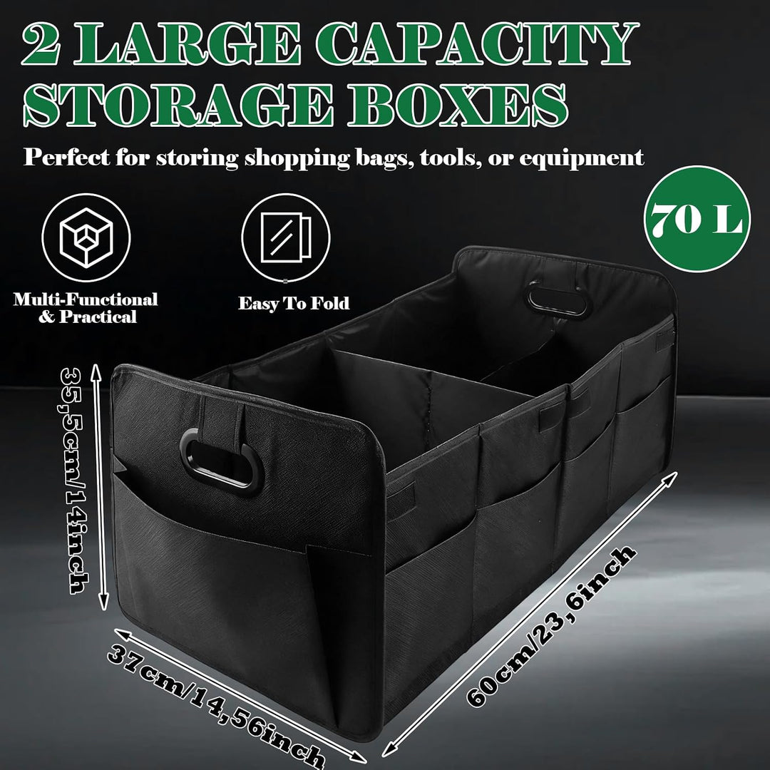 AKOLAFE 2 Stück XL Auto Kofferraum Organizer Faltbar Kofferraumtasche Auto Faltbox 75L Auto Kofferra