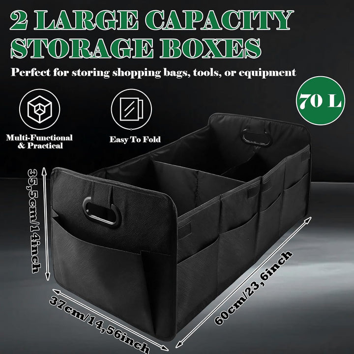 AKOLAFE 2 Stück XL Auto Kofferraum Organizer Faltbar Kofferraumtasche Auto Faltbox 75L Auto Kofferra