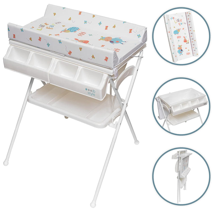 ib style® KOA Wickeltisch mit Badewanne | mobiler Wickeltisch | Klappbar |4 Dekore | MY LITTLE FARM