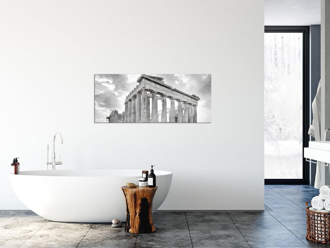 Glasbild Panorama | Wandbild aus Echtglas | Akropolis in Athen | 120x50 cm | inkl. Aufhängung und Ab