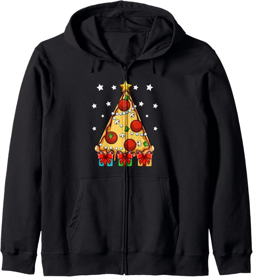 Pizzaschnitte Weihnachtsbaumbeleuchtung Tannenbaum Lustig Kapuzenjacke