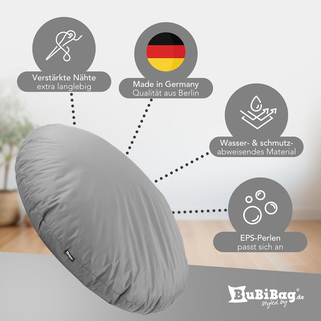 BuBiBag 2in1 Sitzsack L - XXL mit Füllung für Kinder &amp; Erwachsene, Gaming Beanbag &amp; Bodenkissen für