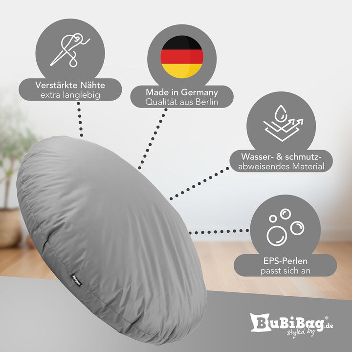 BuBiBag 2in1 Sitzsack L - XXL mit Füllung für Kinder &amp; Erwachsene, Gaming Beanbag &amp; Bodenkissen für
