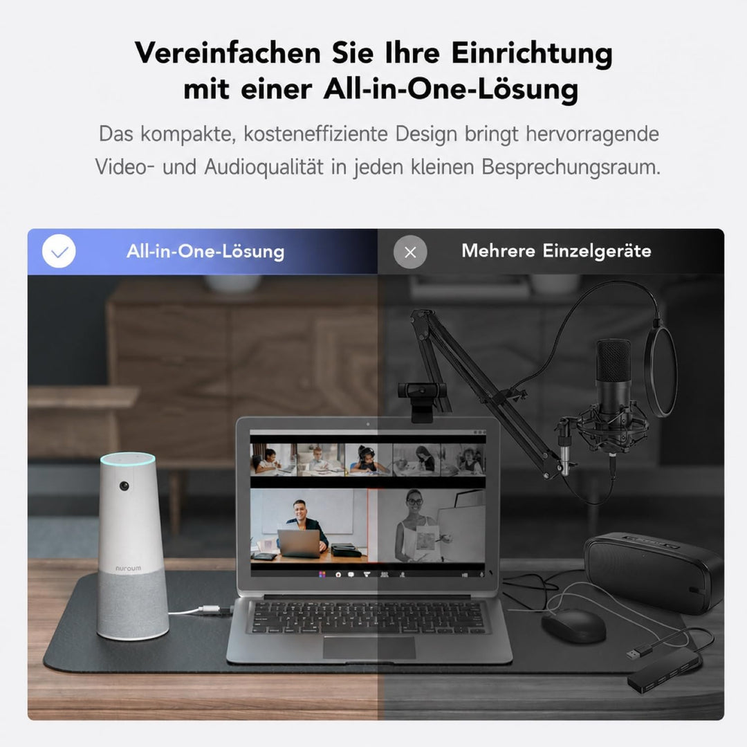 Nuroum C20 1080P Webcam für Videokonferenz, Rauschunterdrückung/100° Weitwinkel/4m Tonaufnahme, Kame