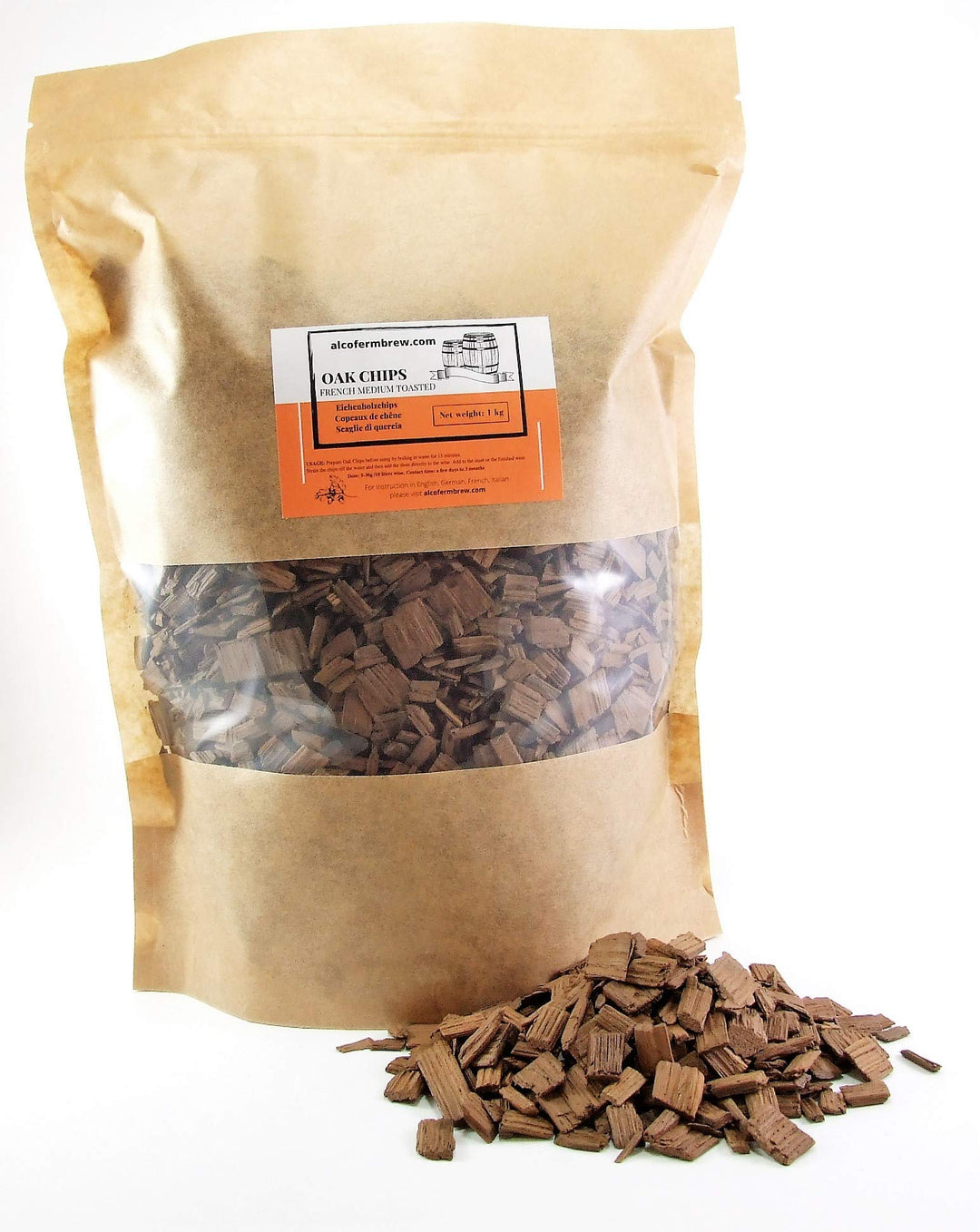 Eichenholzchips Französisch (Medium Toasted) 1kg - Französische Eichenholzchips | Eichenholzspäne |