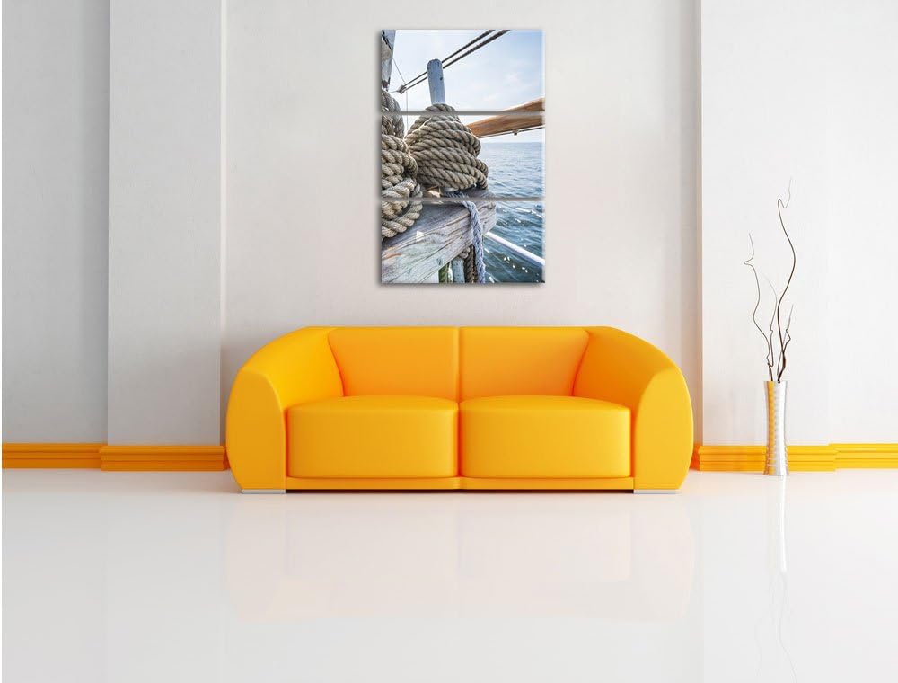 Pixxprint Tau Seil auf Schiff 3Teiler 120x80 cm Leinwandbild Wandbild Kunstdruck