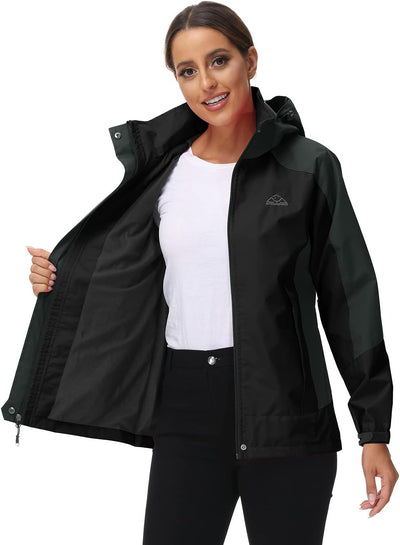 YSENTO Damen Outdoor Wanderjacke Wasserdicht Übergangsjacke Leicht Atmungsaktie Regenjacke Funktions