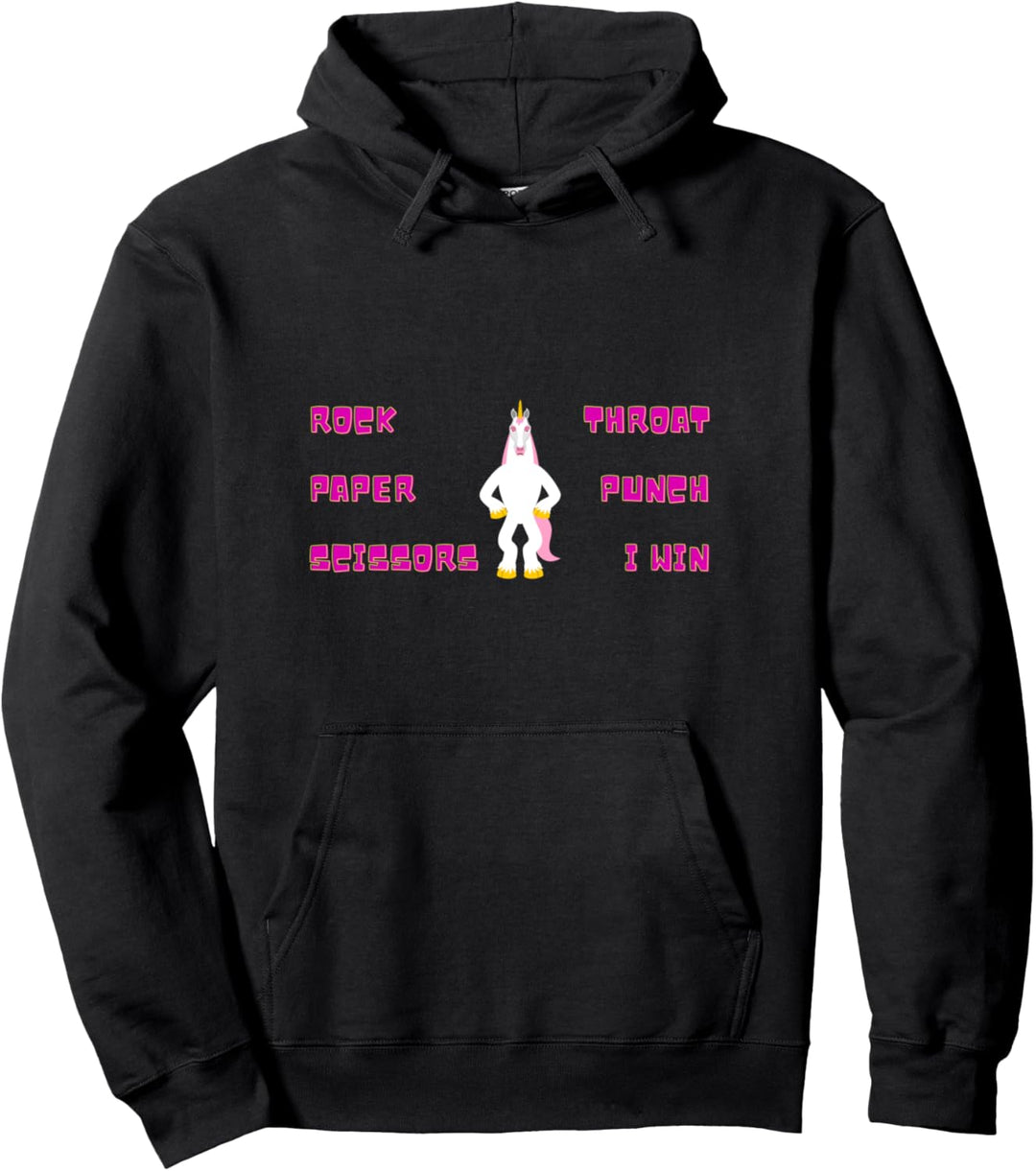 Einhorn Rock Paper Scissors Throat Punch Ich gewinne lustige Pullover Hoodie