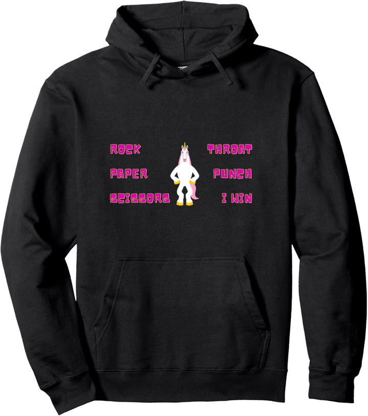 Einhorn Rock Paper Scissors Throat Punch Ich gewinne lustige Pullover Hoodie