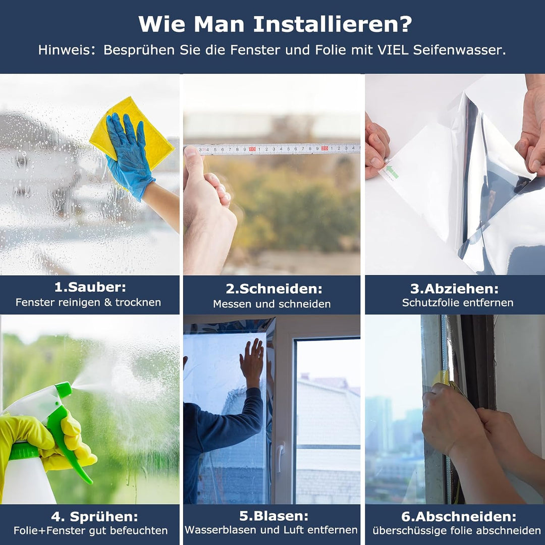 Spiegelfolie Fenster Sichtschutz Fensterfolie Blickdicht von Aussen Sichtschutzfolie Sonnenschutzfol