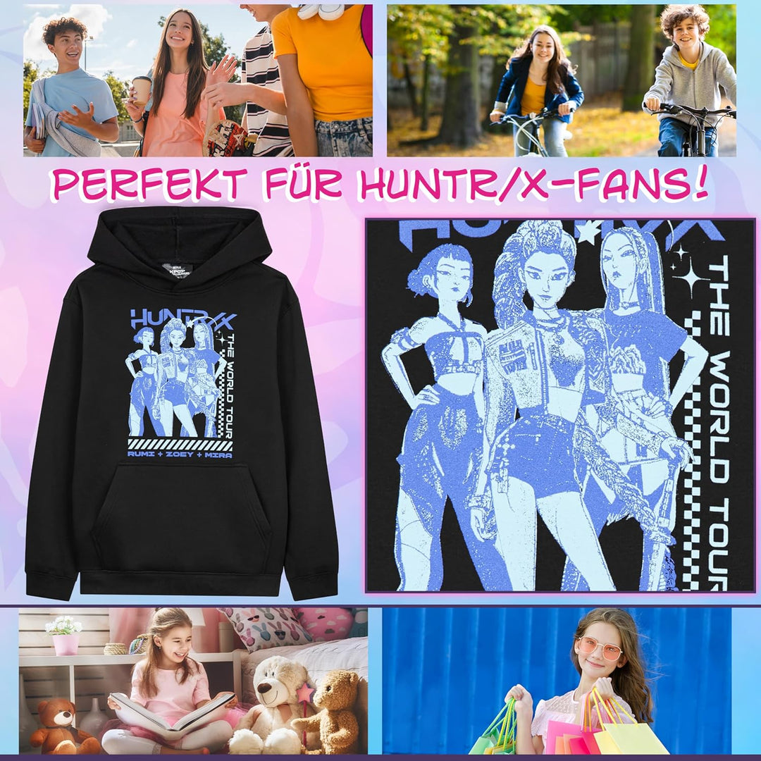 KPop Demon Hunters Offiziell Hoodie Mädchen Teenager, Taschen Fleece Pullover, Anime Huntrix Saja Bo