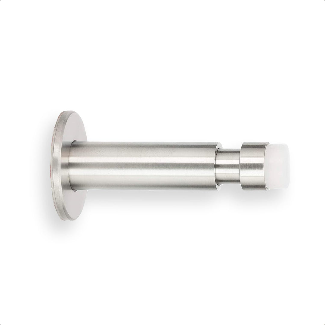 EVI HERRAJES Verstellbarer Türstopper aus Messing, Dual-Installation (Weisser Gummi), Weisser Gummi