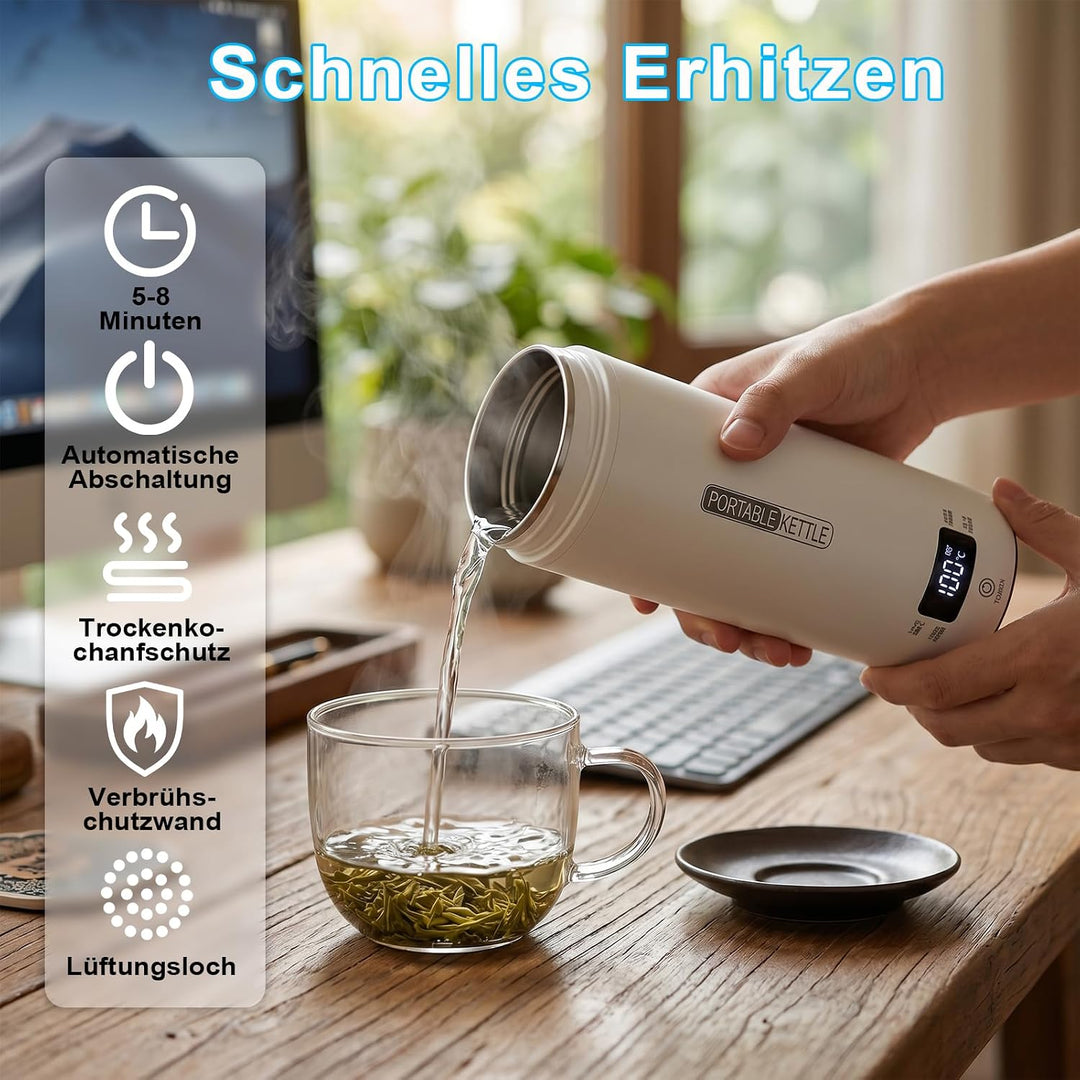 Reisewasserkocher Klein 450ML,Tragbarer Elektrische Wassertasse für Reise
