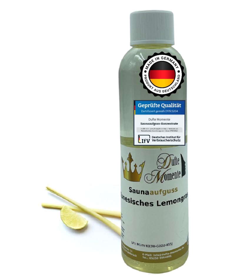 Dufte Momente Saunaaufguss-Konzentrat Lemongras – 250 ml – frisch & belebend – konzentriert & ergieb