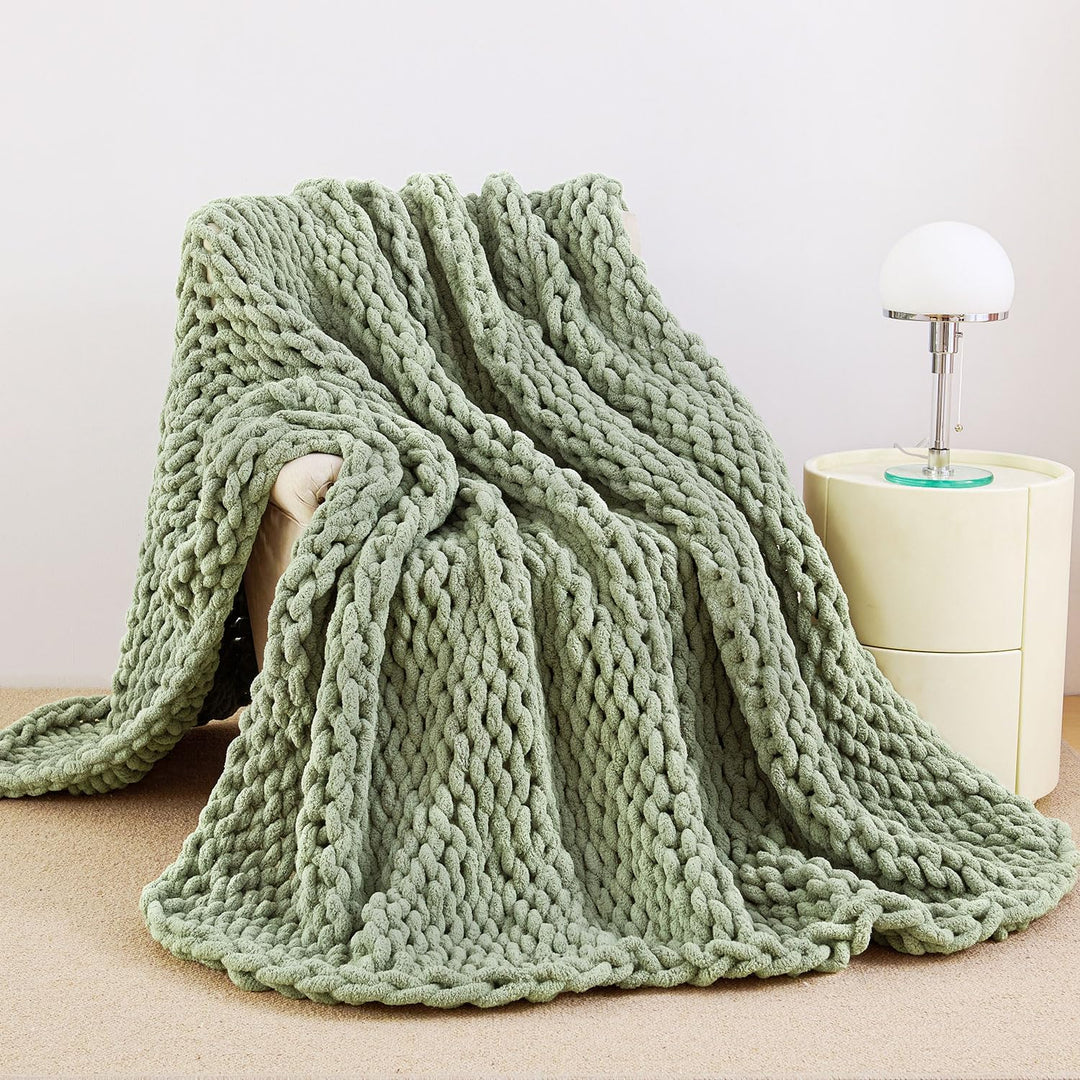 Admitrack Grobstrick-Decke, Überwurf, 100% Handgestrickte Chenille-Überwurfdecke für Sofa und Heimde