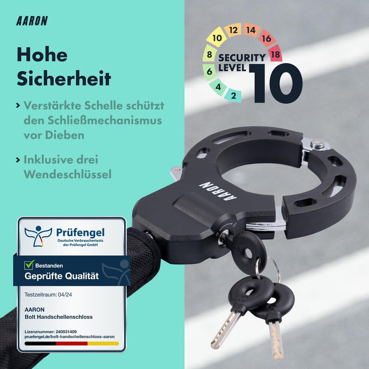 AARON E-Scooter Schloss - Handschellenschloss - Hochsicherheits-Design - Flexibles Fahrradschloss mi