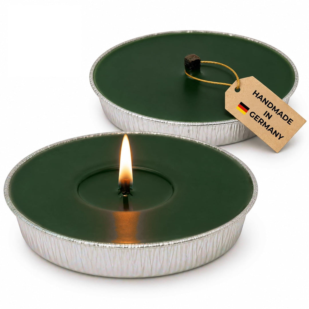 2x handbefüllte In- & Outdoor-Kerze aus recyceltem Wachs, Nachfüll-Alu-Set für XXL Terrakotta-Schale
