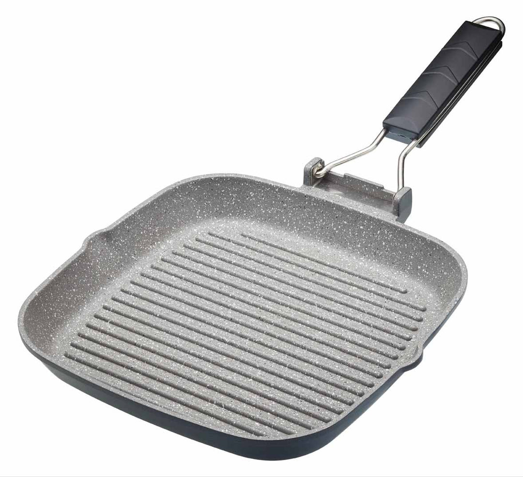 MasterClass Induktionsgeeignete Antihaft-Grillpfanne mit Klappgriff, 24 cm (9,5"), Schwarz 9ML, 9ML