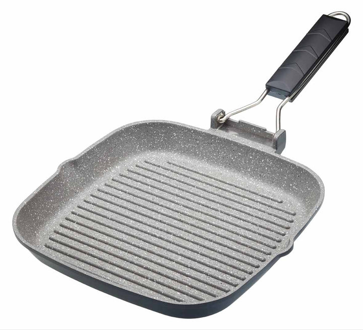 MasterClass Induktionsgeeignete Antihaft-Grillpfanne mit Klappgriff, 24 cm (9,5"), Schwarz 9ML, 9ML