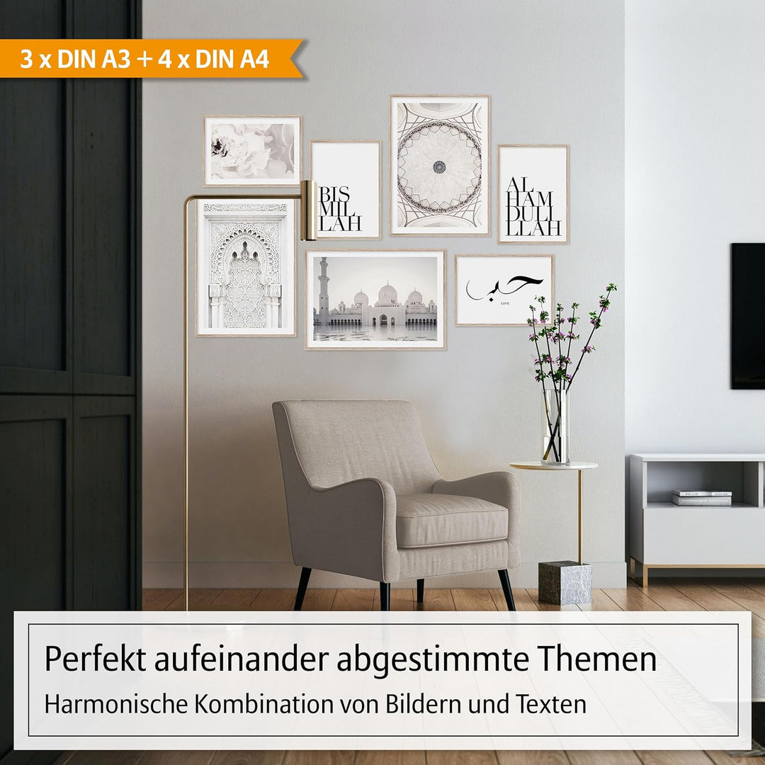 Hyggelig Home Premium Poster Set - 7 passende Bilder im stilvollen Set - Collage Bild Wand Deko - Se